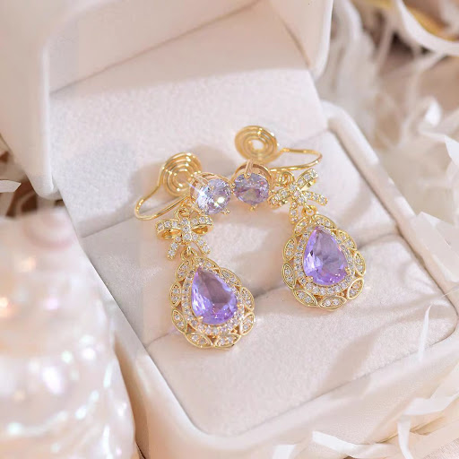 Title 1, Fantasy Amethyst Bowknot Sterling Silver Stud E...