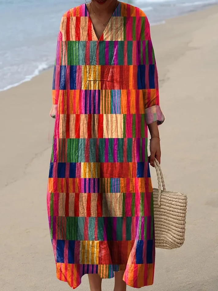 Vestido camisero de manga larga Mujer Casual Floral