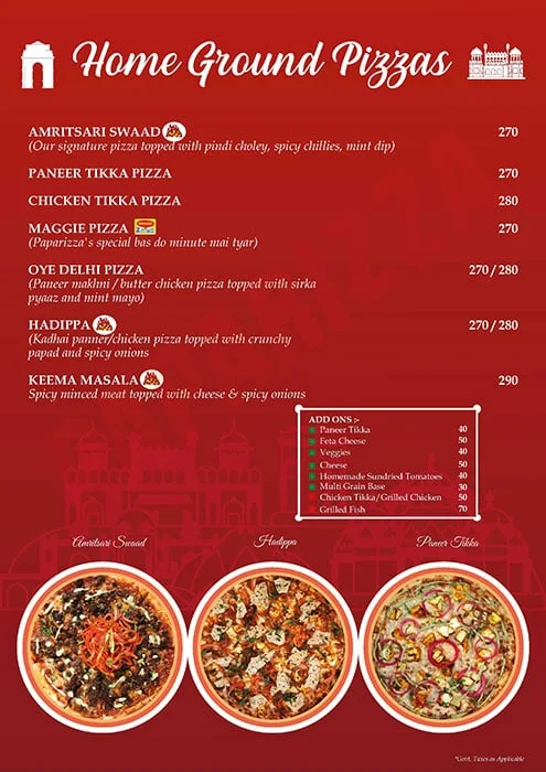 Paparizza-Woodfired Pizzas menu 