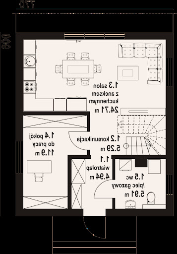 Grodziec bb 70 dws - Rzut parteru