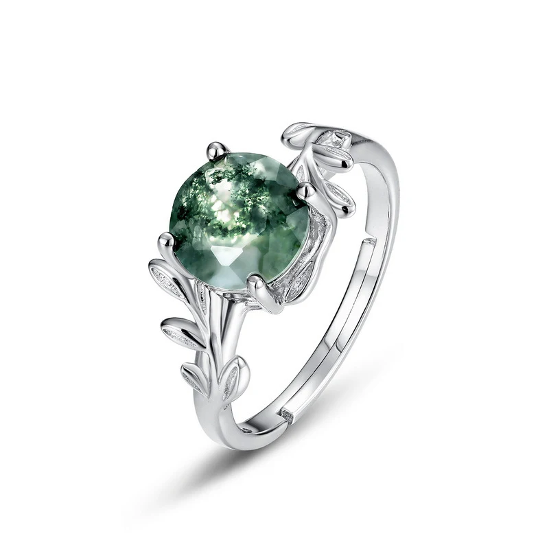S925 Zilveren vingerring met waterplantagaat steen. Uniek en elegant, een prachtige accessoire voor elke dag.