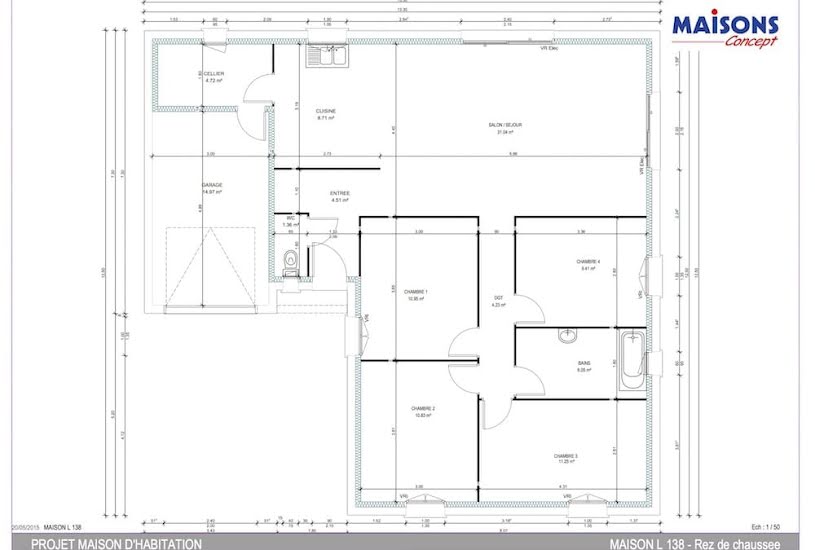  Vente Terrain + Maison - Terrain : 445m² - Maison : 78m² à Belleville-sur-Vie (85170) 