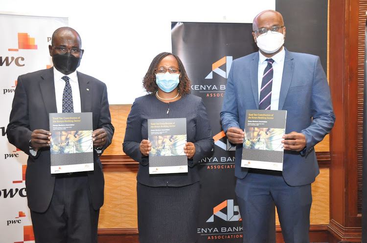 Habil Olaka, Kenya Revenue Authority Domestic Tax Commissioner Rispah Simiyu and PwC Kenya Tax Partner Titus Mukora during the report’s launch