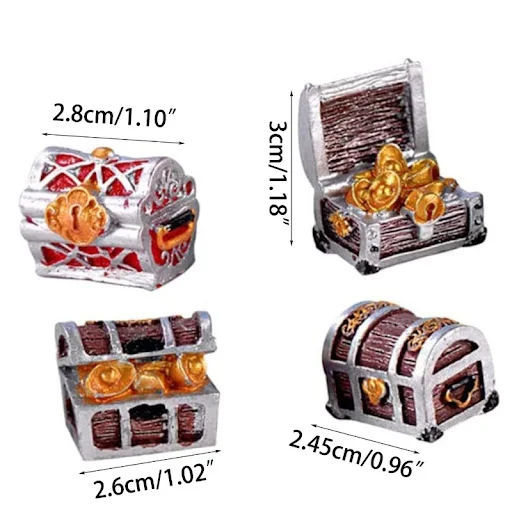 FishTank Small Treasure Chests Ingot Storage Decorations for Aquarium Terrarium Fish Shrimp Ingot Storage Box Ornament B