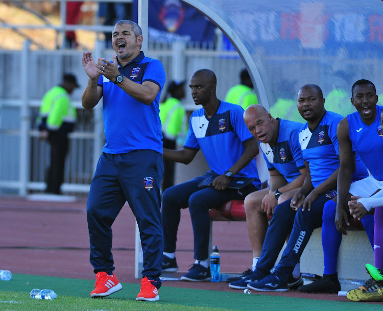 Chippa United head coach Clinton Larsen encourages his players during a 3-1 Absa Premiership away win over Polokwane City in Polokwane on May 4 2019.