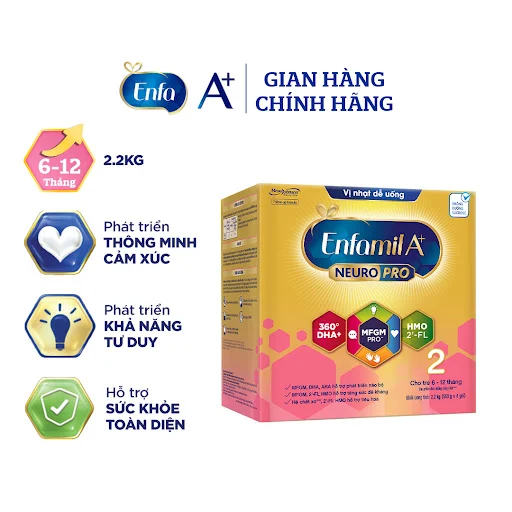 Sữa bột Enfamil A+ NeuroPro 2 với 2’-FL HMO cho trẻ từ 6 –12 tháng tuổi– 2.2kg