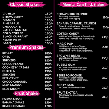 Shake Master menu 