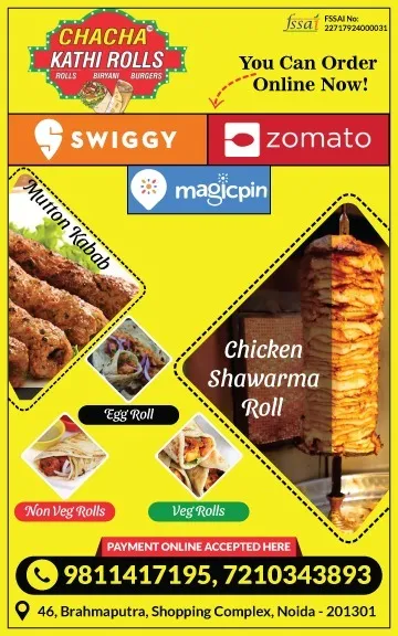 Chacha Kathi Rolls menu 