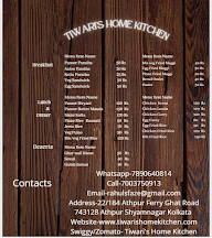 Tiwari's Home Kitchen menu 1