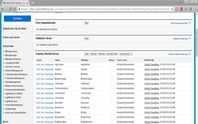 SFDC Picklist Actions