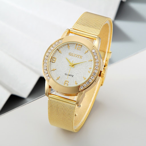 Title 8, Womens Fashion Diamond Case Quartz Watch