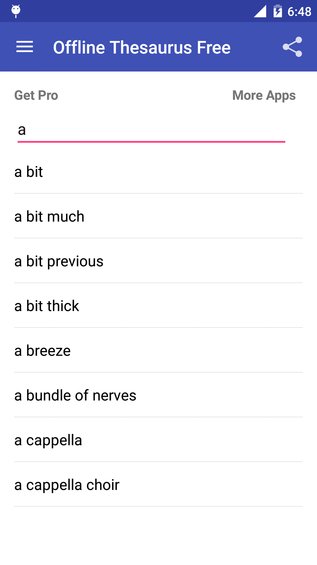 Android application Offline Thesaurus Dictionary screenshort