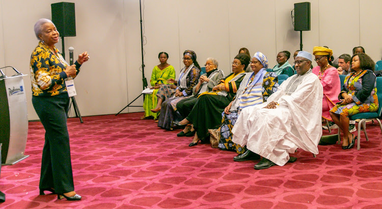 Former South Africa's first lady Graca Machel address an audience during the event in Nairobi on April 30, 2023.