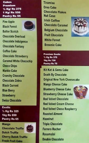 The Pastry Cafe menu 
