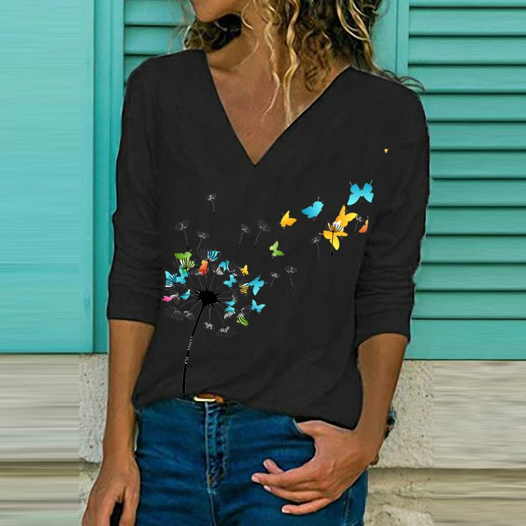 T-shirt a V-Shirt a maniche lunghe a maniche lunghe