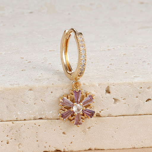 Title 3, Micro-inlaid Zirconium Christmas Snowflake Pend...