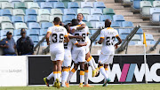 Edmilson Dove of Kaizer Chiefs celebrates his goal with his teammates in the DStv Premiership match against Golden Arrows v Kaizer Chiefs at Moses Mabhida Stadium on December 31 2022.