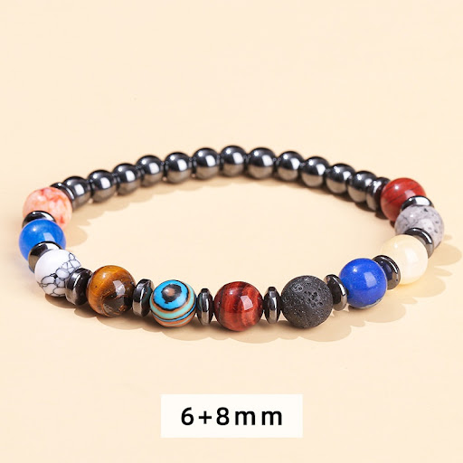 Title 5, Natural Hematite Planet Galaxy Bracelet Unisex....