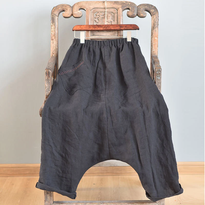 Retro harembroek met lage kruis voor lente en herfst. Speciale literaire stijl, comfortabel en uniek voor een trendy uitstraling.