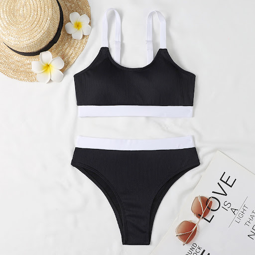 Title 2, New Special Cloth Thread Sunken Stripe Bikini f...
