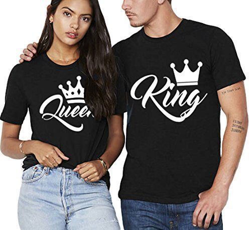 Title 7, Printed Short Sleeve Round Neck Couple T-shirt