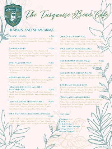 The Turquoise Bean Cafe menu 