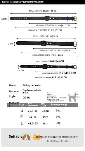 Title 1, New Genuine Leather Pet Collar, Durable and Com...