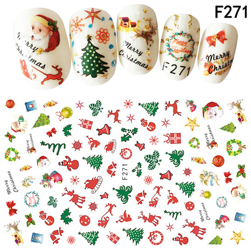 Title 1, New Christmas Nail Art Sticker Santa Claus Deca...