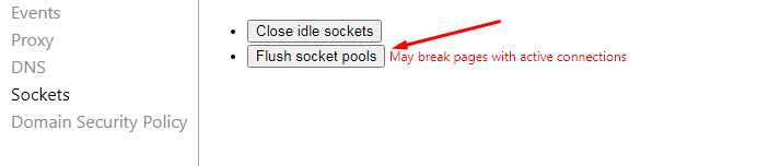 Clearing Flush the Socket Pools