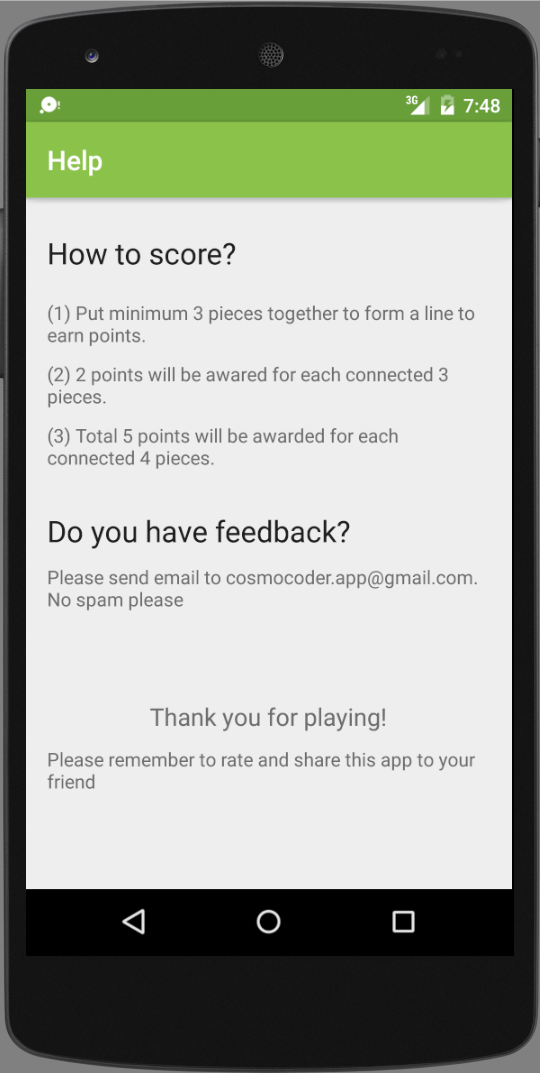 Connect 3 Pieces Screen 2