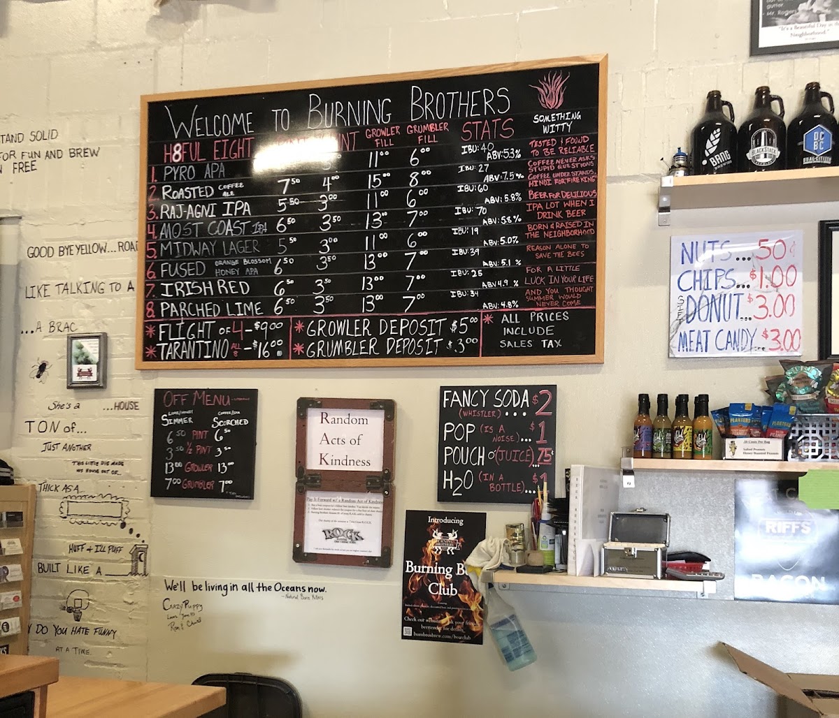 Burning Brothers Brewing gluten-free menu