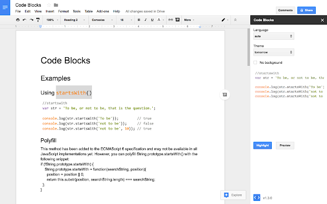 Code Blocks G Suite Marketplace