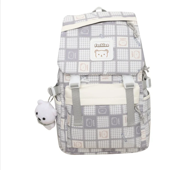 Mochila a cuadros para mujer gran capacidad perfecta para viajes y uso diario. Espaciosa, elegante y funcional, ideal para llevar todo lo esencial.