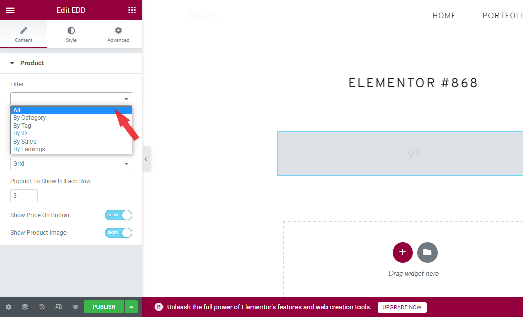 Easy EDD for elementor Widget options