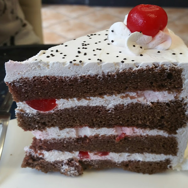 Black forest cake with whipped coconut cream