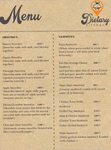 Dietary Kitchen menu 