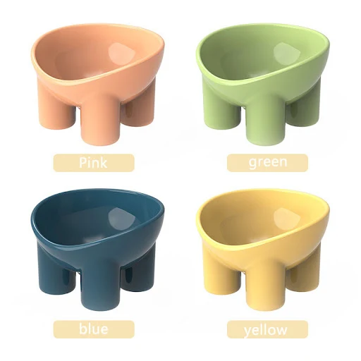 New Cat Dog Bowl High Foot Small Dog Bowl Neck Protector Pet Food Water Bowl Anti-tip Pet Feeding Dessert Snack Dish Acc