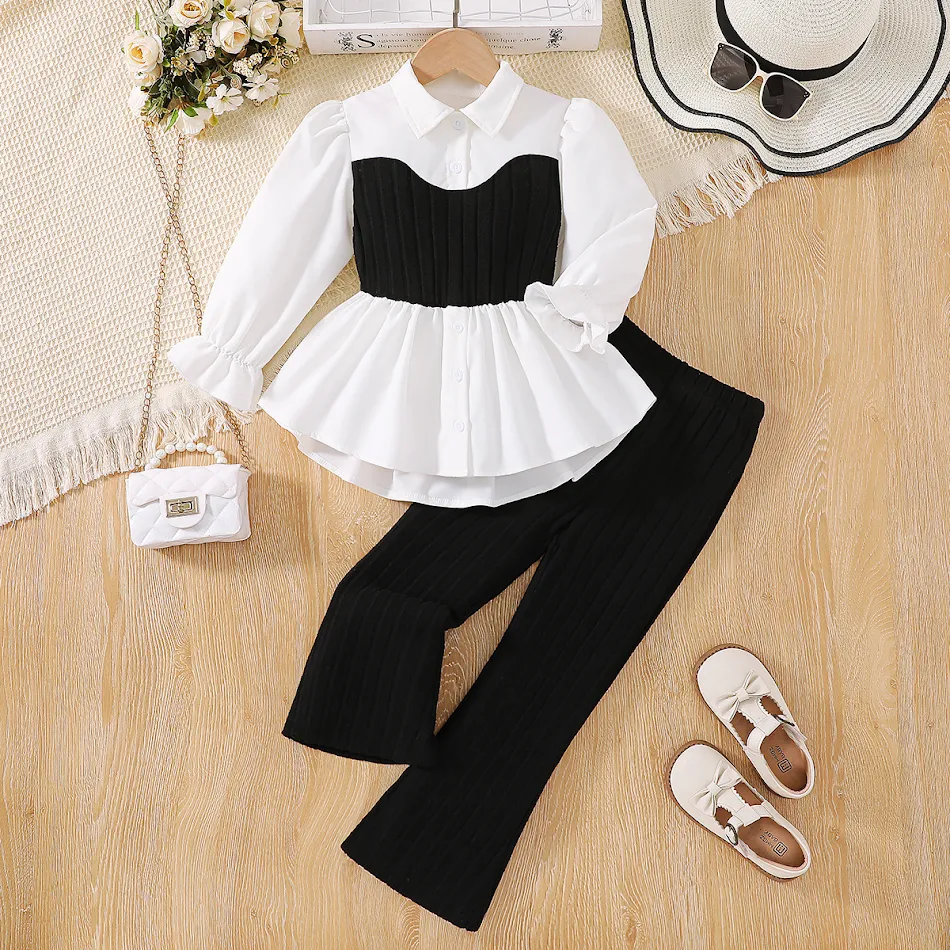 Mädchens trendiger zweiteiliger Anzug mit Nähten, perfekt für stilvolle Looks. Bequem und modisch, ideal für Mädchen, die Mode lieben und auffallen möchten.