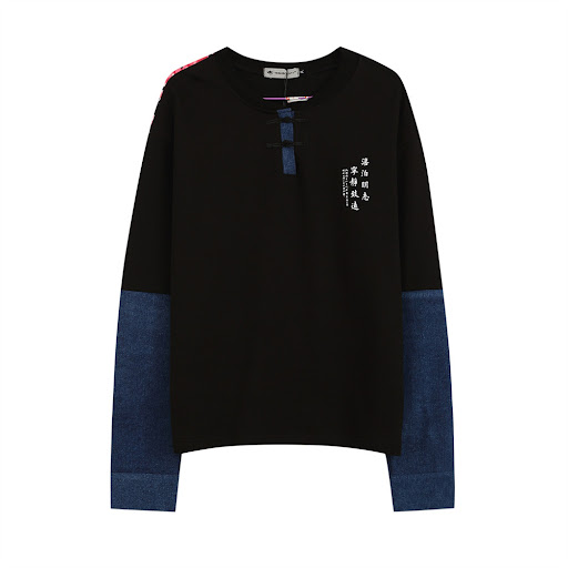 Title 1, Mens Flower Print Colorblock Long Sleeve T-Shi...