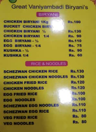 Great Vaniyambadi Biriyanis menu 1