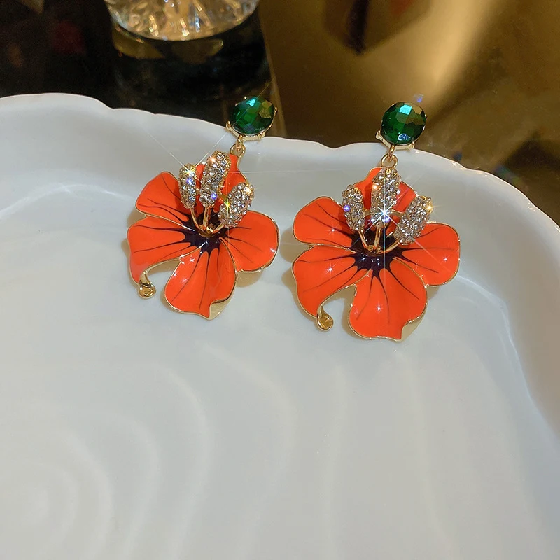 925 Zilveren Naald Vintage Glazuur Bloemen Geometrische Oorbellen. Unieke en elegante oorbellen voor een verfijnde uitstraling. Perfect voor elke outfit.