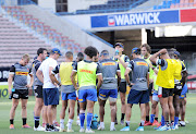 General view of Stormers players in a huddle during the 2020 Super Rugby training and press conference for the Stormers FC at Newlands Rugby Stadium in Cape Town on 23 January 2020.