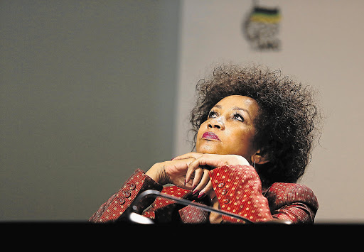 FALLING SHORT: Minister of Human Settlements Lindiwe Sisulu listens as Minister in the Presidency Jeff Radebe briefs journalists on the upcoming ANC national general council. Budget constraints will limit the party's ability to see through projects trumpeted in its election manifesto