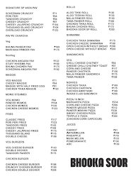 The Bhooka-Soor menu 1