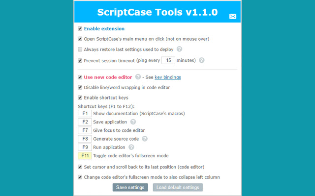 ScriptCase Tools chrome extension