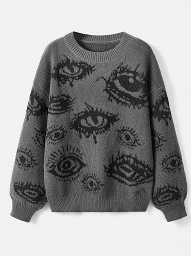 Title 5, Cool Contrast Color Top All-matching Knitted Sw...