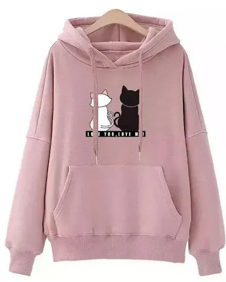 Fall/Winter 2023 new cute cat dropped shoulder hooded swe... - 0