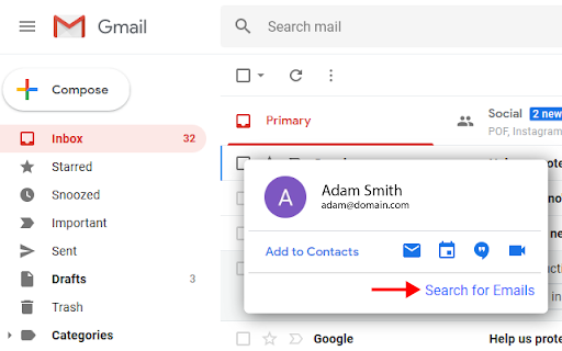 Gmail Emails for Contact