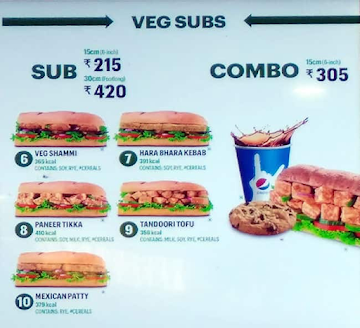 Subway menu 