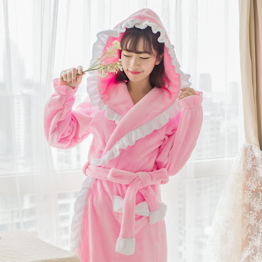 Title 15, Cute Padded Flannel Nightgown Women Lace